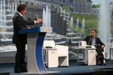 Фото Kremlin.ru На Петербургском международном экономическом форуме. Выступление Президента Франции Николя Саркози