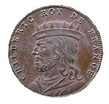 Изображение Меровинга - Хильдерика на монете (восемь зубцов в короне)
